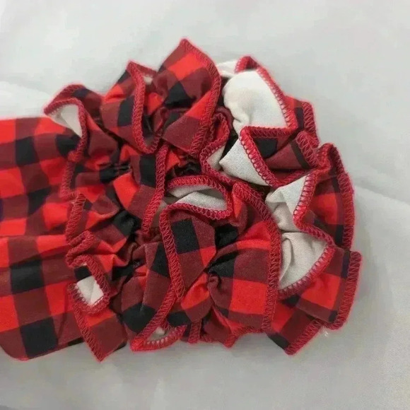 Buffalo Plaid Moose Gray Long Ruffles Sleeve Girls Shirt Size 4 - Picture 2 of 7